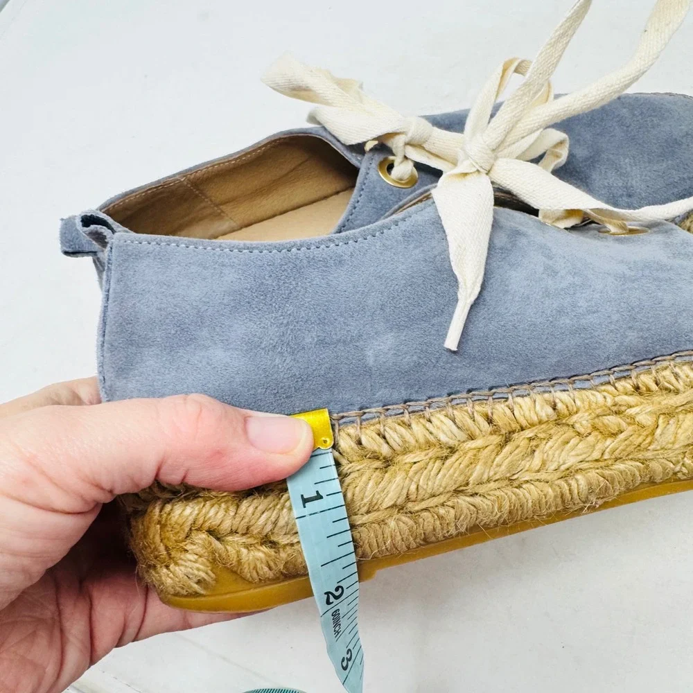 Eric‎ Michael Blue Suede Espadrille Sneakers EU 38 Platform Spain Boho Coastal